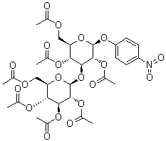 4-硝基苯基 3-O-(2,3,4,6-四-O-乙酰基-beta-D-吡喃葡萄糖基)-beta-D-吡喃葡萄糖苷 2,4,6-三乙酸酯分子结构 (CAS 195715-98-1)