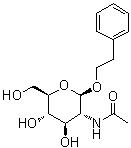 2-苯基乙基 2-(乙酰氨基)-2-脱氧-beta-D-吡喃葡萄糖苷分子结构 (CAS 197574-94-0)