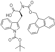 structure of CAS# 197632-75-0, 1-[(1,1-Dimethylethoxy)carbonyl]-N-[(9H-fluoren-9-ylmethoxy)carbonyl]-N-methyl-L-tryptophan