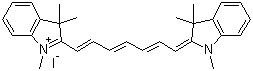 structure of CAS# 19764-96-6, 2-[7-(1,3-二氢-1,3,3-三甲基-2H-吲哚-2-亚基]-1,3,5-庚三烯基]-1,3,3-三甲基-3H-吲哚鎓碘化物