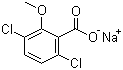CAS 登录号：1982-69-0, 麦草畏钠盐, 3,6-二氯-2-甲氧基苯甲酸钠