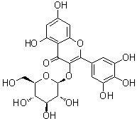 3,3',4',5,5',7-六羟基黄酮 3-beta-D-吡喃葡萄糖苷分子结构 (CAS 19833-12-6)