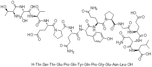 L-苏氨酰-L-丝氨酰-L-苏氨酰-L-alpha-谷氨酰-L-脯氨酰-L-谷氨酰胺酰-L-酪氨酰-L-谷氨酰胺酰-L-脯氨酰甘氨酰-L-alpha-谷氨酰-L-天冬氨酰胺酰-L-亮氨酸分子结构 (CAS 198754-34-6)