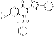 structure of CAS# 1991986-30-1, 2-[[(4-甲基苯基)磺酰基]氨基]-N-(4-苯基-2-噻唑基)-4-(三氟甲基)苯甲酰胺