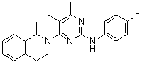 CAS # 199463-33-7, Revaprazan, 4-(3,4-Dihydro-1-methyl-2(1H)-isoquinolinyl)-N-(4-fluorophenyl)-5,6-dimethyl-2-pyrimidinamine, SB 641257, YH 1885 free base