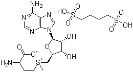 CAS # 200393-05-1, Adenosylmethionine 1,4-butanedisulfonate, S-Adenosylmethionine 1,4-butanedisulfonate, 5'-[[(3S)-3-Amino-3-carboxypropyl]methylsulfonio]-5'-deoxyadenosine inner salt, 1,4-butanedisulfonate