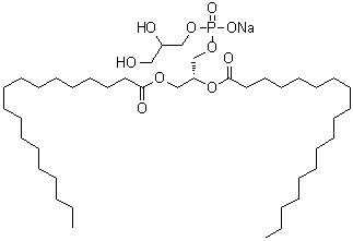 structure of CAS# 200880-42-8, (1R)-1-[[[(2,3-二羟基丙氧基)羟基亚膦酰基]氧基]甲基]-1,2-乙二基双十八烷酸酯单钠盐