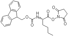 Fmoc-L-正亮氨酸 N-羟基琥珀酰亚胺酯分子结构 (CAS 201026-08-6)