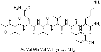 N-乙酰基-L-缬氨酰-L-谷氨酰胺酰-L-缬氨酰-L-缬氨酰-L-酪氨酰-L-赖氨酰胺分子结构 (CAS 2022956-51-8)
