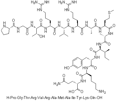 CAS # 202525-99-3, L-Prolylglycyl-L-threonyl-L-arginyl-L-valyl-L-arginyl-L-alanyl-L-methionyl-L-alanyl-L-isoleucyl-L-tyrosyl-L-lysyl-L-glutamine