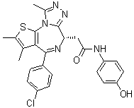 structure of CAS# 202590-98-5, (S)-4-(4-Chlorophenyl)-N-(4-hydroxyphenyl)-2,3,9-trimethyl-6H-thieno[3,2-f][1,2,4]triazolo[4,3-a][1,4]diazepine-6-acetamide