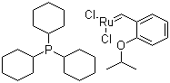 structure of CAS# 203714-71-0, Dichloro(2-isopropoxyphenylmethylene)(tricyclohexylphosphine)ruthenium (II)