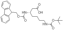 structure of CAS# 203854-47-1, (S)-7-[叔丁氧羰基氨基]-3-[芴甲氧羰基氨基]庚酸