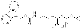 N2-[叔丁氧羰基]-N6-[(9H-芴-9-基甲氧基)羰基]-N2-甲基-D-赖氨酸分子结构 (CAS 2044709-88-6)