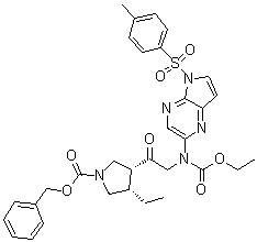 (3R,4S)-3-[2-[(乙氧羰基)[5-[(4-甲基苯基)磺酰基]-5H-吡咯并[2,3-b]吡嗪-2-基]氨基]乙酰基]-4-乙基-1-吡咯烷羧酸苄酯分子结构 (CAS 2050038-81-6)