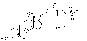 2-[[(3alpha,5beta,12alpha)-3,12-二羟基-24-氧代胆烷-24-基]氨基]-乙烷磺酸单钠盐水合物分子结构 (CAS 207737-97-1)