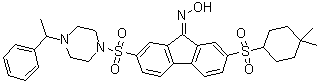 CAS # 2093565-23-0, 2-[(4,4-Dimethylcyclohexyl)sulfonyl]-7-[[4-(1-phenylethyl)-1-piperazinyl]sulfonyl]-9H-fluoren-9-one oxime