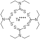 CAS # 20941-65-5, Ethyl tellurac, Diethyldithiocarbamic acid tellurium salt, tellurium diethyldithiocarbamate, Tetrakis(diethyldithiocarbamato-S,S')tellurium