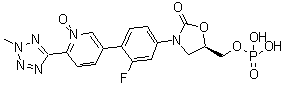 CAS # 2095200-68-1, (5R)-3-[3-Fluoro-4-[6-(2-methyl-2H-tetrazol-5-yl)-1-oxido-3-pyridinyl]phenyl]-5-[(phosphonooxy)methyl]-2-oxazolidinone