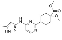 CAS # 2097133-32-7, Methyl 1-Methoxy-4-[4-methyl-6-[(5-methyl-3-pyrazolyl)amino]-2-pyrimidinyl]cyclohexanecarboxylate