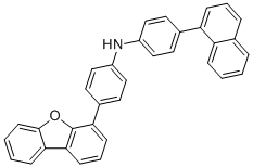4-(Dibenzo[b,d]furan-4-yl)-N-(4-(naphthalen-1-yl)phenyl)aniline 4-(二苯并[b,d]呋喃-4-基)-N-(4-(萘-1-基)苯基)苯胺分子结构 (CAS 2097371-73-6)
