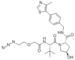 CAS # 2101200-09-1, E3 ligase Ligand-Linker Conjugates 3, (S,R,S)-AHPC-PEG1-azide,(2S,4R)-1-[(2S)-2-[[2-(2-azidoethoxy)acetyl]amino]-3,3-dimethylbutanoyl]-4-hydroxy-N-[[4-(4-methyl-1,3-thiazol-5-yl)phenyl]methyl]pyrrolidine-2-carboxamide