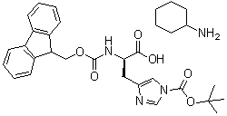 structure of CAS# 210755-31-0, (2R)-2-(芴甲氧羰基氨基)-3-[1-[(2-甲基丙烷-2-基)氧羰基]咪唑-4-基]丙酸环己胺盐