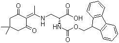 structure of CAS# 210830-03-8, N-Fmoc-[N'-1-(4,4-dimethyl-2,6-dioxocyclohex-1-ylidene)ethyl]-D-2,3-diaminopropionic acid
