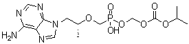 泰诺福韦单异丙氧羰基氧甲基酯分子结构 (CAS 211364-69-1)