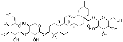 CAS # 211815-97-3, Nudicaucin A, (3beta)-3-[(3-O-beta-D-Galactopyranosyl-alpha-L-arabinopyranosyl)oxy]-30-noroleana-12,20(29)-dien-28-oic acid beta-D-glucopyranosyl ester