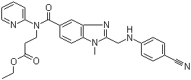 CAS # 211915-84-3, 3-[[[2-[[(4-Cyanophenyl)amino]methyl]-1-methyl-1H-benzimidazol-5-yl]carbonyl]pyridin-2-ylamino]propionic acid ethyl ester, Ethyl 3-(2-(((4-cyanophenyl)amino)methyl)-1-methyl-N-(pyridin-2-yl)-1H-benzo[d]imidazole-5-carboxamido)propanoate