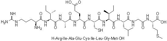L-精氨酰-L-异亮氨酰-L-丙氨酰-L-alpha-谷氨酰-L-半胱氨酰-L-异亮氨酰-L-亮氨酰甘氨酰-L-蛋氨酸分子结构 (CAS 212056-30-9)