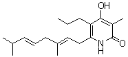 structure of CAS# 213137-53-2, 6-[(2E,5E)-3,7-Dimethyl-2,5-octadienyl]-4-hydroxy-3-methyl-5-propyl-2(1H)-pyridinone