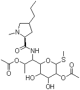 CAS # 2132-62-9, Lincomycin 2,7-diacetate, [6-[2-Acetyloxy-1-[[(2S)-1-methyl-4-propylpyrrolidine-2-carbonyl]amino]propyl]-4,5-dihydroxy-2-methylsulfanyloxan-3-yl] acetate