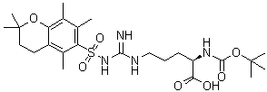 CAS # 214630-02-1, N5-[[[(3,4-Dihydro-2,2,5,7,8-pentamethyl-2H-1-benzopyran-6-yl)sulfonyl]amino]iminomethyl]-N2-[(1,1-dimethylethoxy)carbonyl]-D-ornithine