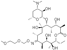 CAS # 214902-82-6, Decladinoseroxithromycin, (9E)-3-O-De(2,6-dideoxy-3-C-methyl-3-O-methyl-alpha-L-ribo-hexopyranosyl)erythromycin 9-[O-[(2-methoxyethoxy)methyl]oxime]