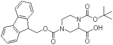 N-1-Boc-N-4-Fmoc-2-哌嗪甲酸分子结构 (CAS 218278-58-1)