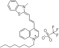 CAS 登录号：218300-22-2, 4-[3-(3-甲基-2(3H)-苯并噻唑亚基)-1-丙烯-1-基]-1-辛基喹啉鎓三氟甲磺酸盐
