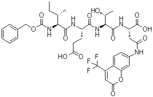 N-[苄氧羰基]-L-异亮氨酰-L-alpha-谷氨酰-L-苏氨酰-N-[2-氧代-4-(三氟甲基)-2H-1-苯并吡喃-7-基]-L-alpha-天冬氨酰胺分子结构 (CAS 219138-02-0)