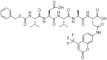 N-[苄氧羰基]-L-缬氨酰-L-alpha-天冬氨酰-L-缬氨酰-L-丙氨酰-N-[2-氧代-4-(三氟甲基)-2H-1-苯并吡喃-7-基]-L-alpha-天冬氨酰胺分子结构 (CAS 219138-08-6)
