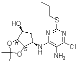 structure of CAS# 220241-60-1, (3aR,4S,6R,6aS)-6-[[5-氨基-6-氯-2-(丙硫基)-4-嘧啶基]氨基]四氢-2,2-二甲基-4H-环戊烯并-1,3-二恶茂-4-醇