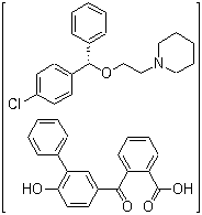 2-[(6-羟基[1,1'-联苯]-3-基)羰基]苯甲酸和 1-[2-[(S)-(4-氯苯基)苯基甲氧基]乙基]哌啶的化合物分子结构 (CAS 220329-19-1)
