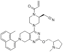 CAS # 2206736-04-9, 2-[(2S)-4-[7-(8-methylnaphthalen-1-yl)-2-[[(2S)-1-methylpyrrolidin-2-yl]methoxy]-6,8-dihydro-5H-pyrido[3,4-d]pyrimidin-4-yl]-1-prop-2-enoylpiperazin-2-yl]acetonitrile
