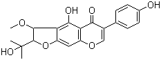 CAS # 221002-11-5, 1"-Methoxyerythrinin C, 2,3-Dihydro-4-hydroxy-2-(1-hydroxy-1-methylethyl)-6-(4-hydroxyphenyl)-3-methoxy-5H-furo[3,2-g][1]benzopyran-5-one