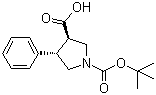 structure of CAS# 221142-28-5, trans-N-(tert-Butoxycarbonyl)-4-phenylpyrrolidine-3-carboxylic acid
