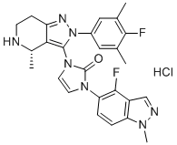 CAS # 2212022-57-4, (S)-1-(4-Fluoro-1-methyl-1H-indazol-5-yl)-3-(2-(4-fluoro-3,5-dimethylphenyl)-4-methyl-4,5,6,7-tetrahydro-2H-pyrazolo[4,3-c]pyridin-3-yl)-1,3-dihydro-2H-imidazol-2-one hydrochloride, 1-[(4S)-2-(4-fluoro-3,5-dimethylphenyl)-4-methyl-4,5,6,7-tetrahydropyrazolo[4,3-c]pyridin-3-yl]-3-(4-fluoro-1-methylindazol-5-yl)imidazol-2-one,hydrochloride