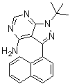 structure of CAS# 221243-82-9, 1-(1,1-Dimethylethyl)-3-(1-naphthalenyl)-1H-pyrazolo[3,4-d]pyrimidin-4-amine