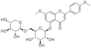 CAS # 221257-06-3, 7,4'-Di-O-methylapigenin 5-O-xylosylglucoside, 7-Methoxy-2-(4-methoxyphenyl)-5-[(6-O-beta-D-xylopyranosyl-beta-D-glucopyranosyl)oxy]-4H-1-benzopyran-4-one