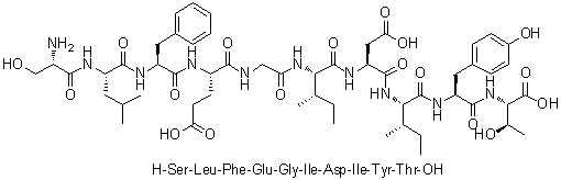 L-丝氨酰-L-亮氨酰-L-苯丙氨酰-L-alpha-谷氨酰甘氨酰-L-异亮氨酰-L-alpha-天冬氨酰-L-异亮氨酰-L-酪氨酰-L-苏氨酸分子结构 (CAS 222415-16-9)