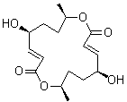CAS # 22248-41-5, Pyrenophorol, (-)-Pyrenophorol, (-)-5,13-Dihydroxy-8,16-dimethyl-1,9-dioxacyclohexadeca-3,11-diene-2,10-dione
